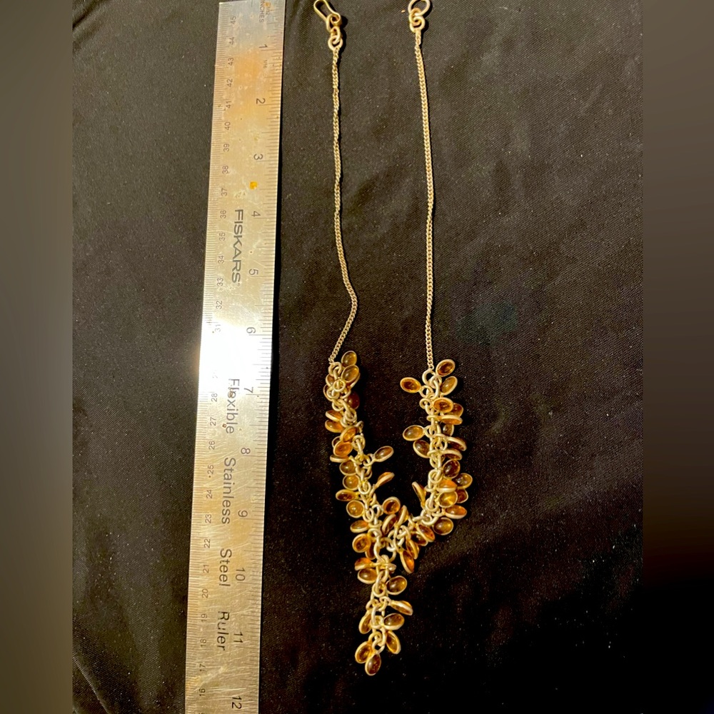 Citrine crystal silver cha cha necklace